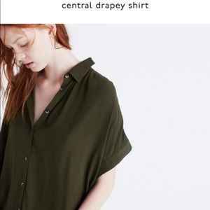 Madewell Central Drapey short sleeve shirt S Olive